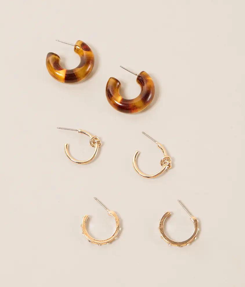 3 Pack Mixed Hoop Earring Set | Buckle