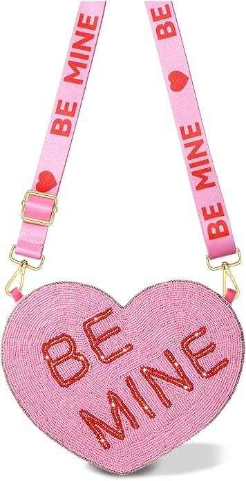 Valentine’s Day Heart Purse for Women Girls Red Pink Beaded Heart Crossbody Bag LOVE XOXO Heart... | Amazon (US)
