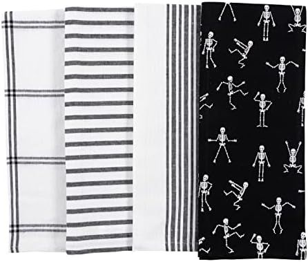 KAF Home Pantry Dancing Skeletons Holiday Kitchen Dish Towel Set of 4, Cotton Rich, 18 x 28-inch | Amazon (US)