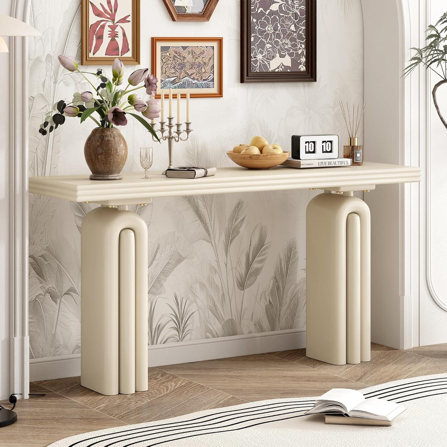 60" Chic, Elegant and Luxurious Console Table, Acacia Veneer Extra Long Entryway Table, Wooden So... | Amazon (US)