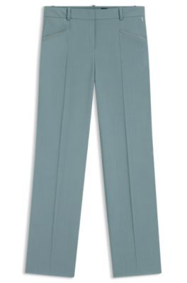 BOSS Regular-fit trousers in virgin wool - Blue Women's Formal Pants size 2 | Hugo Boss (US)