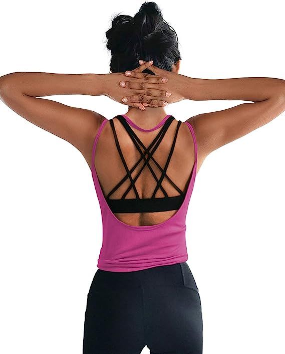 OYANUS Womens Summer Workout Tops Sexy Backless Yoga Shirts Open Back Activewear Running Sports G... | Amazon (US)