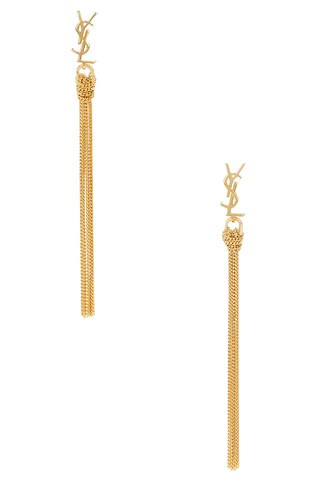 Saint Laurent Tassel Earrings in Dore | FWRD | FWRD 