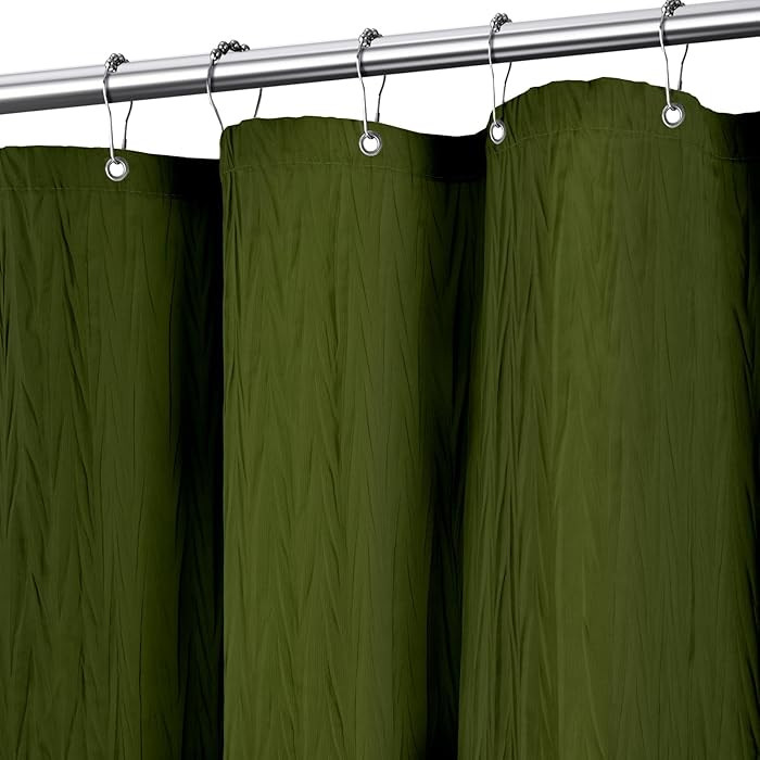 Tititex Olive Dark Green Crumpled Shower Curtain, Textured Heavy Duty 156GSM Fabric, Hotel Luxury... | Amazon (US)