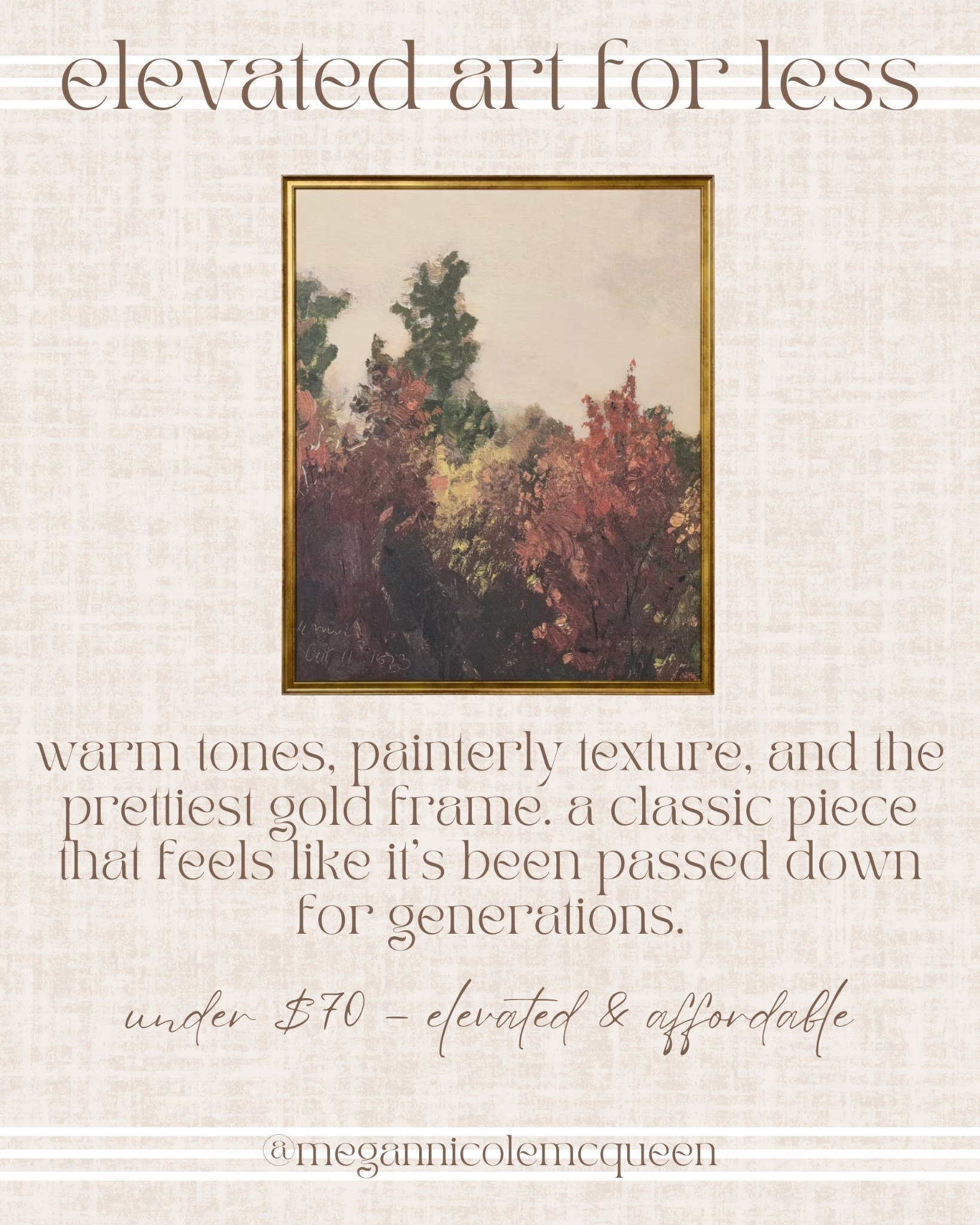 this large framed landscape print looks vintage but is under $70 — the colors and texture bring instant coziness to any room. perfect for fall decorating, layered gallery walls, or over a console table!

fall wall art, framed landscape print, vintage style decor, target home finds, affordable fall decorating, cozy home style, classic wall decor, collected home aesthetic

#LTKSeasonal #LTKHome #LTKFindsUnder100