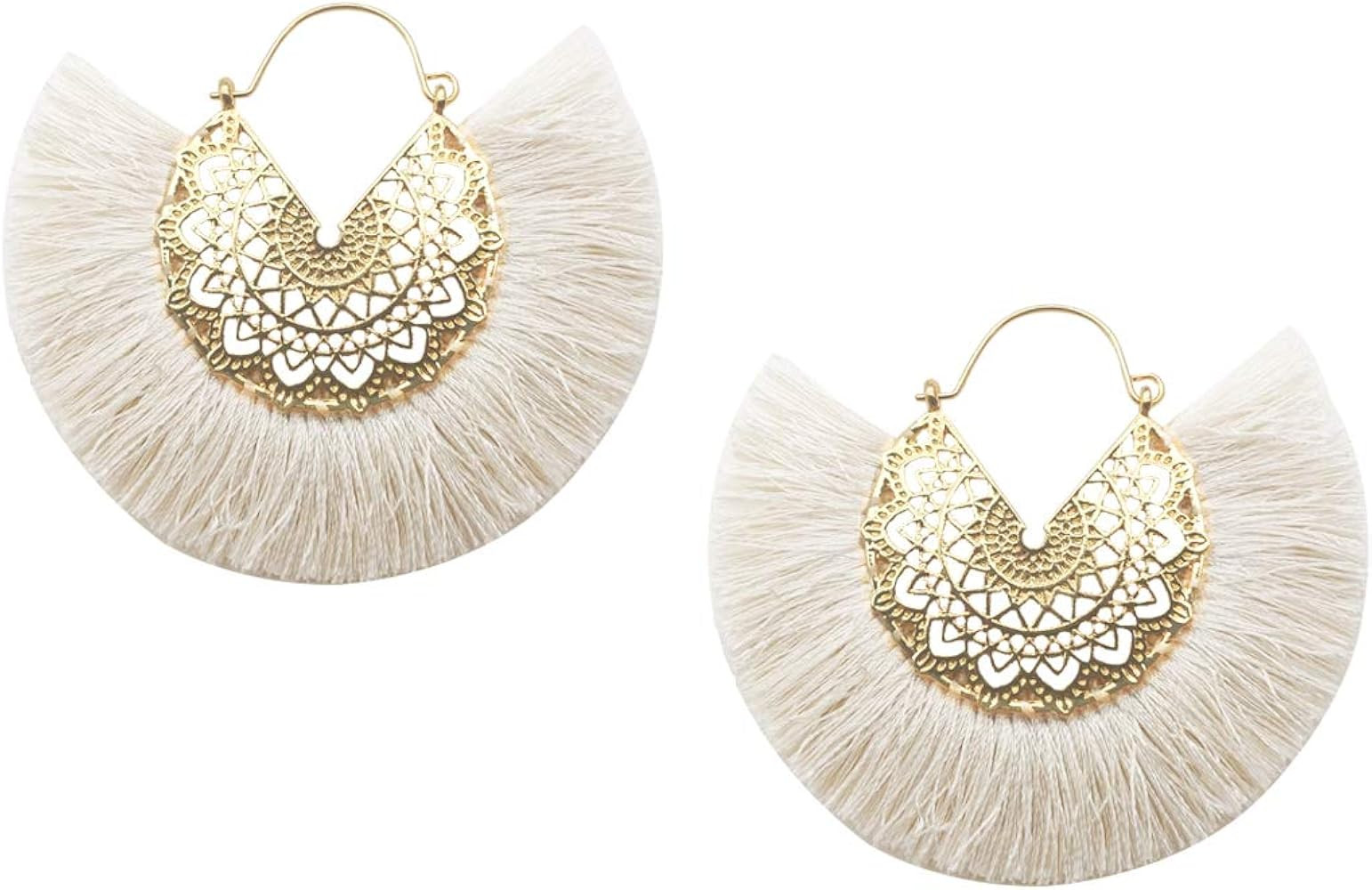 Tassel Hoop Earring Statement Thread Dangle Earrings Stylish Long Fringe Drop Earrings Lightweigh... | Amazon (US)