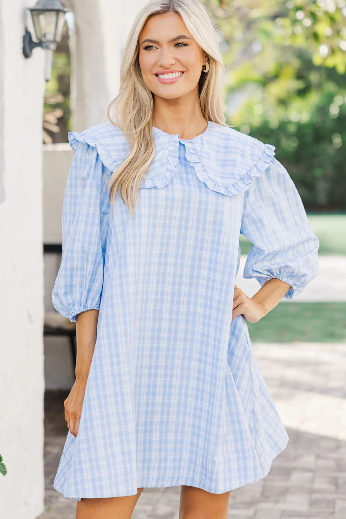 The Caring Light Blue Gingham Dress | The Mint Julep Boutique