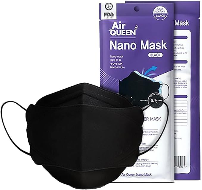 Black AirQueen Nano Fiber Filter Face Safety Mask for Adult, Individually Packaged, Made in Korea... | Amazon (US)