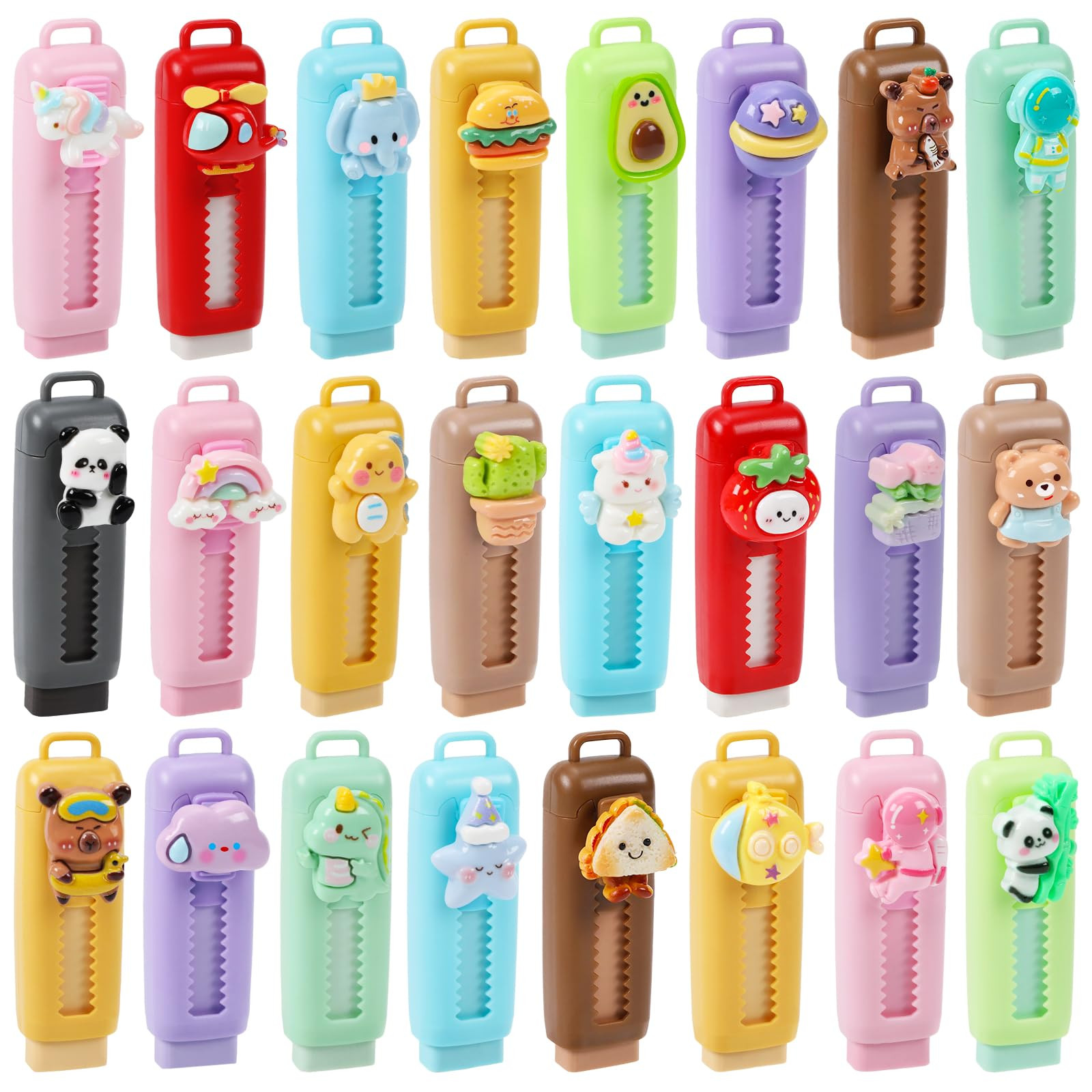 24 Pack Cute Retractable Pencil Erasers for Kids Bulk Kawaii Cartoon Fun Erasers for Teacher Clas... | Amazon (US)