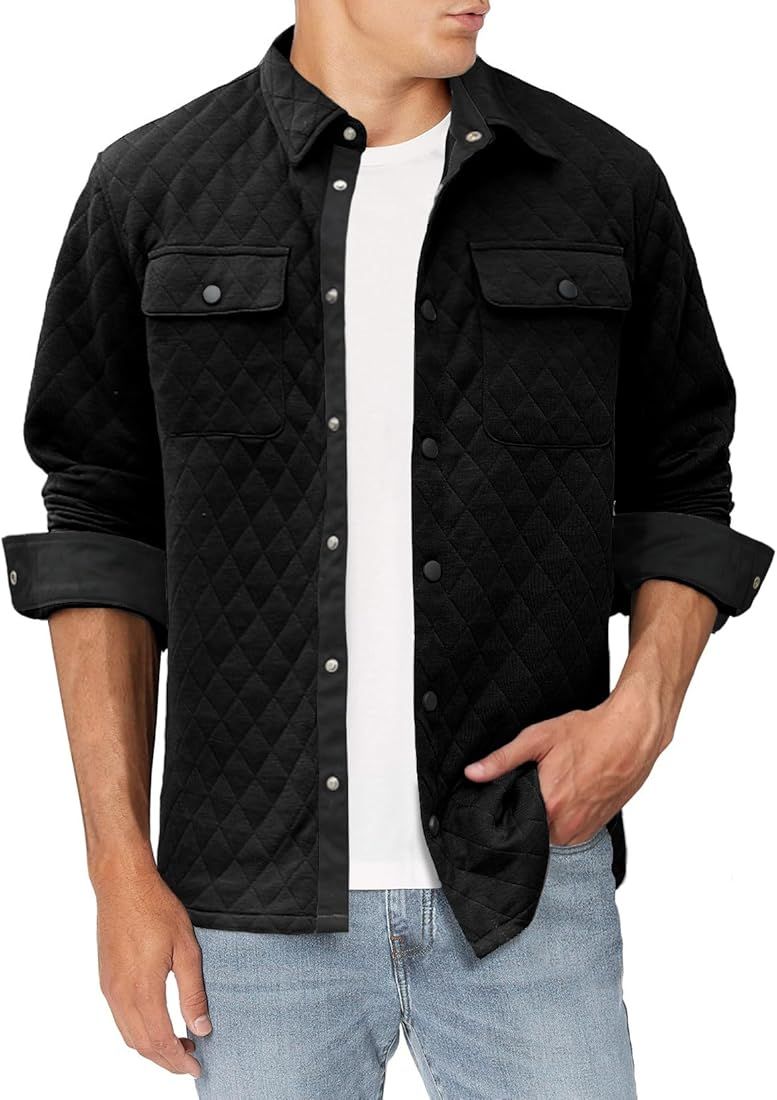 JMIERR Men's Corduroy Button Down Shirts Casual Long Sleeve Shacket Jacket with Flap Pocket | Amazon (US)
