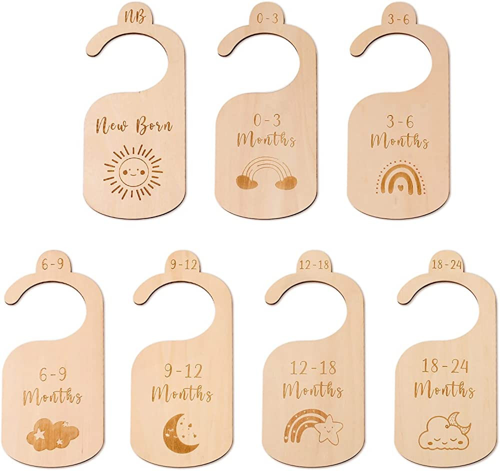 Baby Closet Dividers for Clothes, Wood Hanging Organizer Nursery Closet Cabinet -Set of 7 Baby Cl... | Amazon (US)