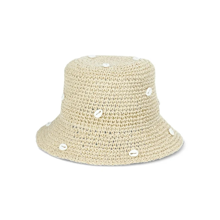 Time and Tru Paper Bucket with Seashells, Handmade, One Size, Light Tan | Walmart (US)