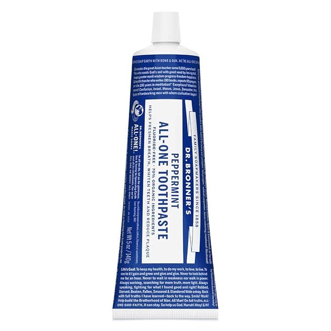 Dr. Bronner’s - All-One Toothpaste (Peppermint, 5 ounce) - 70% Organic Ingredients, Natural and... | Amazon (US)