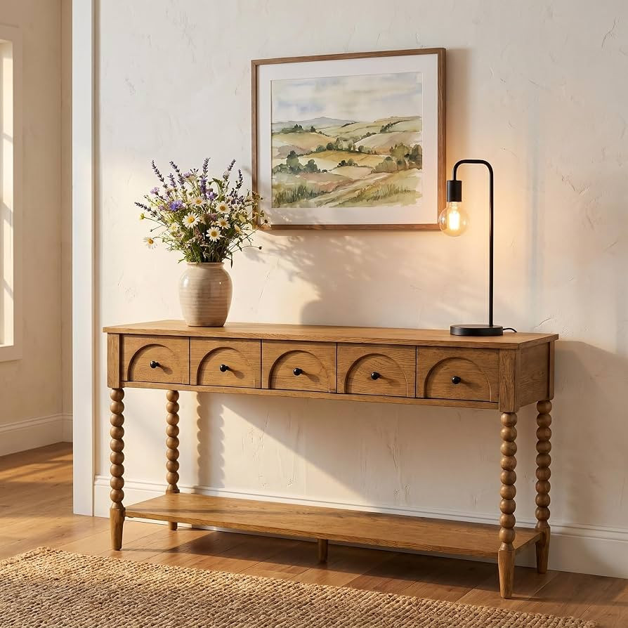 Pembroke 58" Wood Entryway Sofa Console Table, Prairie Oak | Amazon (US)