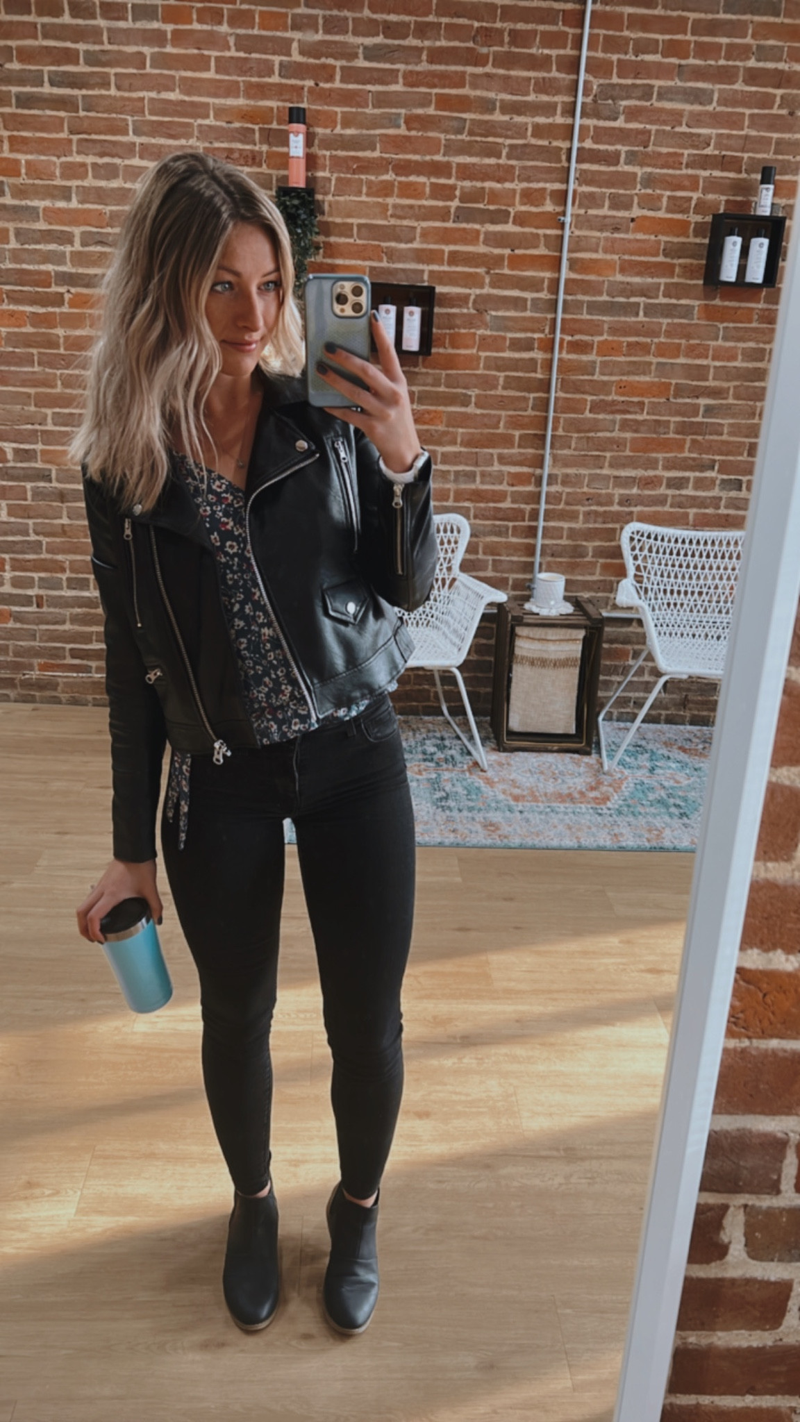 My style goes from girly to edgy quickly! I love a good leather jacket to spice up my outfits. This is a must have in any closet. 
5”7 130lbs 

#LTKover40 #LTKFind #LTKunder100