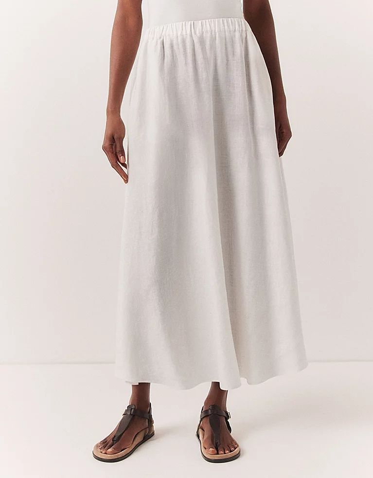 Linen Circle Midi Skirt | The White Company (UK)
