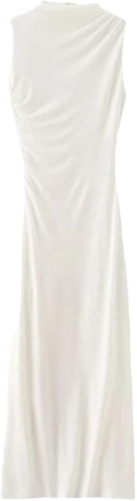 Women's Summer Versatile Sleeveless Midi Dress Casual Crew Neck A-Line Dresses | Amazon (US)