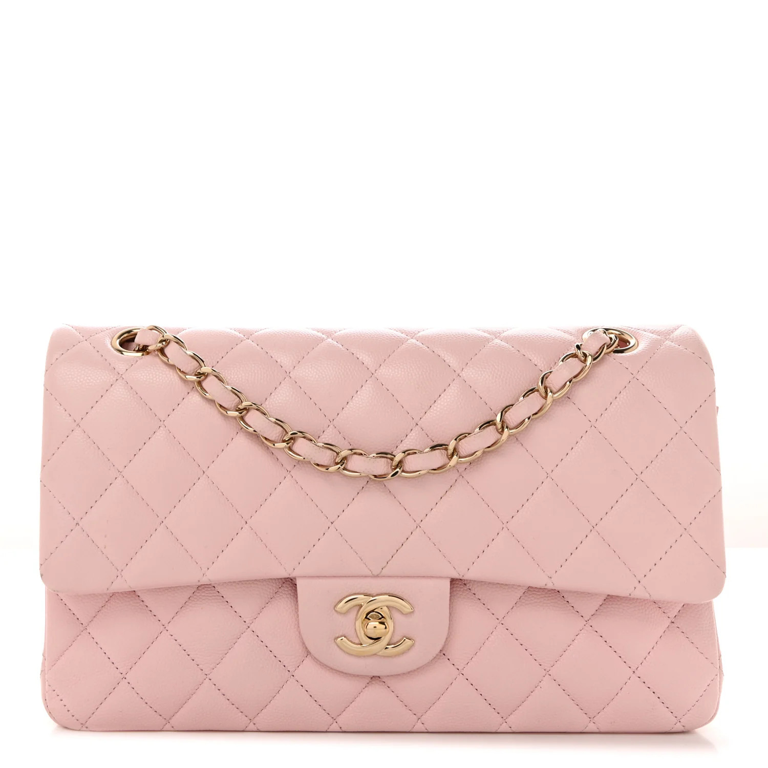 Caviar Quilted Medium Double Flap Light Pink | FASHIONPHILE (US)