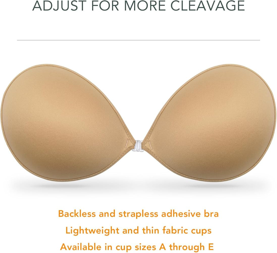 Wingslove Adhesive Bra Sticky Strapless Push up Invisible Reusable Self Silicone Bra for Backless... | Amazon (US)