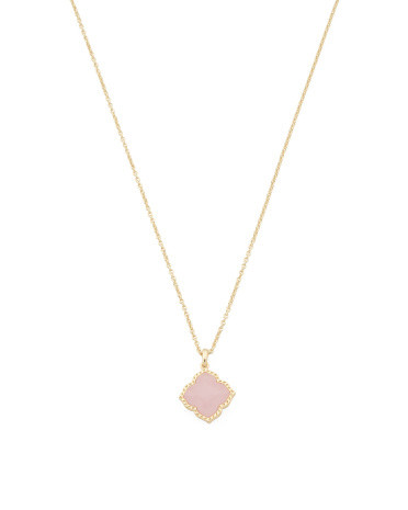 Gold Mallory Rose Quartz Pendant Necklace | TJ Maxx
