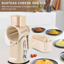 SUSTEAS Rotary Cheese Grater With Handle Food Shredder With WellDesigned Blades Strong Suction BaseRound Mandoline Slicer Vegetable Grater For Kit | SHEIN
