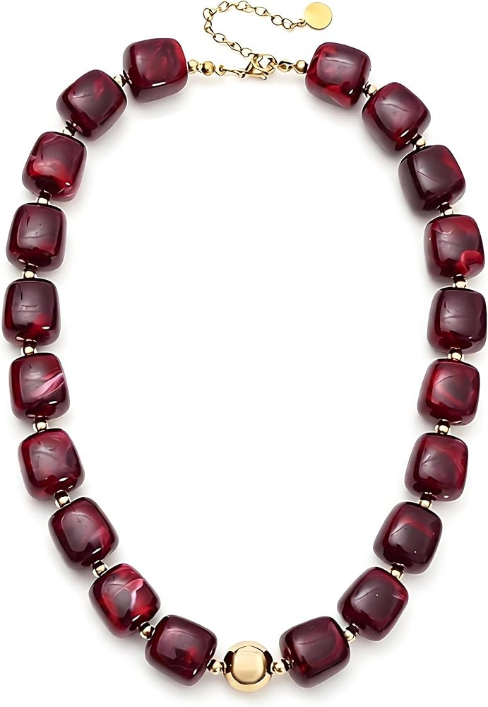 Chunky Beaded Necklaces for Women Colorful Statement Choker Necklace | Amazon (US)
