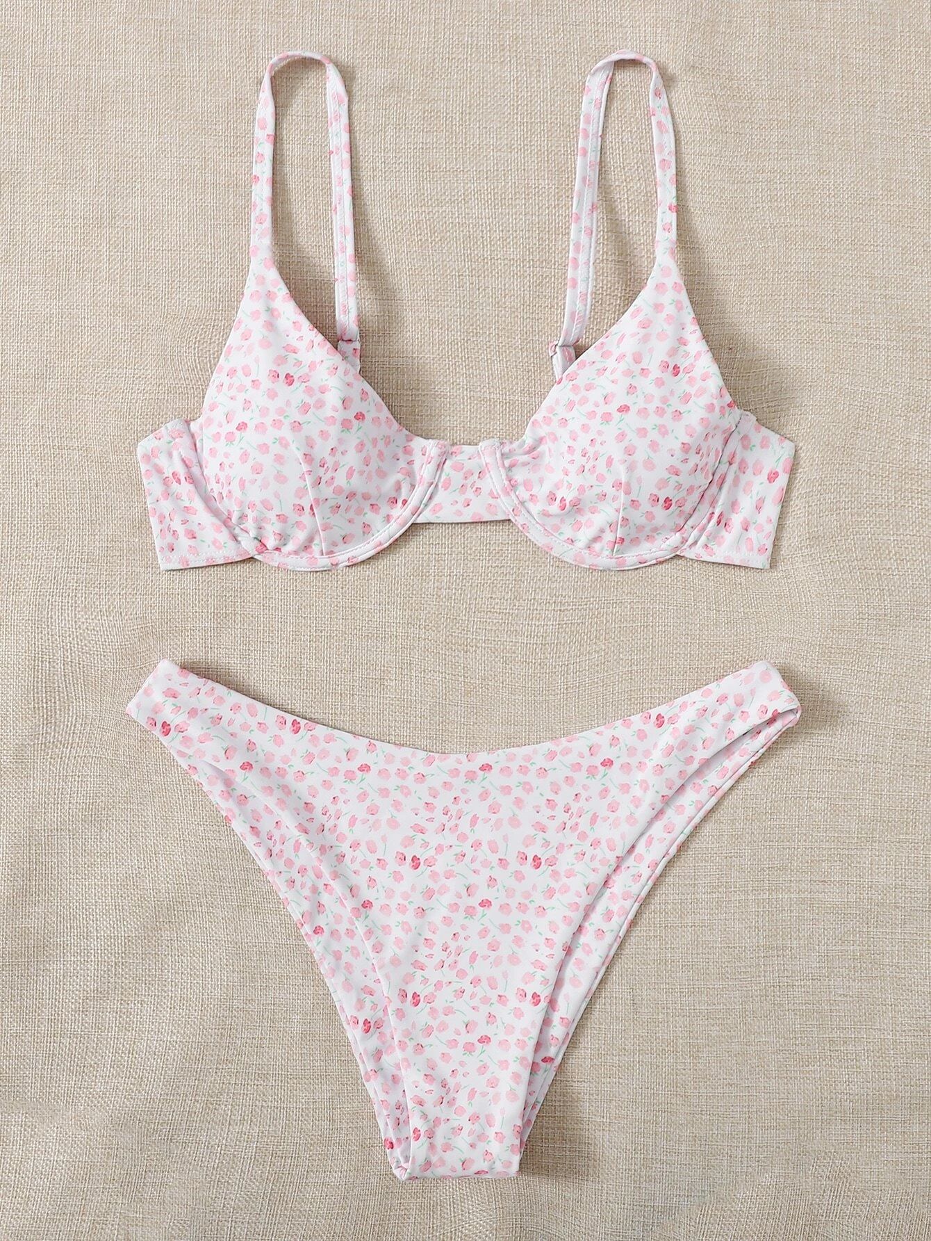 Ditsy Floral Underwire Bikini Swimsuit | SHEIN