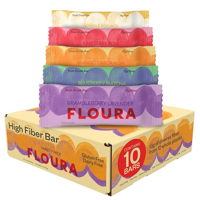 Floura Variety Pack Fruit-Forward Fiber Bars– High Fiber, Vegan, Gluten & Dairy Free, Low Calor... | Amazon (US)