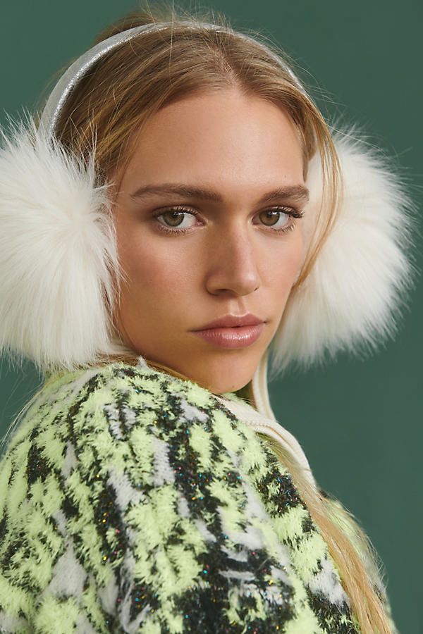 Cosetta Faux Fur Earmuffs By Anthropologie in White | Anthropologie (US)