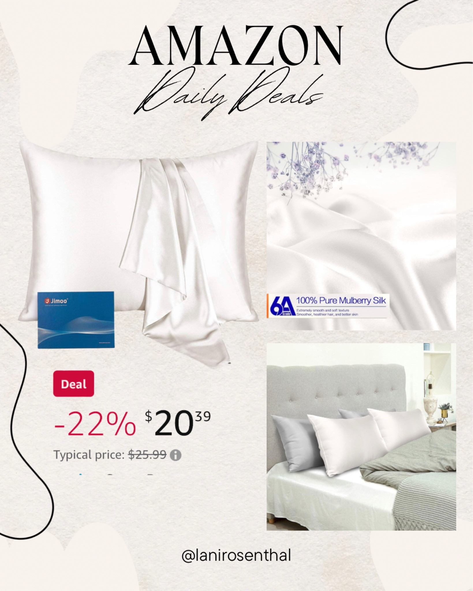 Amazon Daily Deal

100% Mulberry Silk Pillowcase for Hair and Skin, 22 Momme Natural Silk Pillow Case with Zipper, Soft Cooling Washable Both Sided Pure Silk Pillow Cover(Standard 20''×26'',1pc)

#LTKhome #LTKFind #LTKsalealert