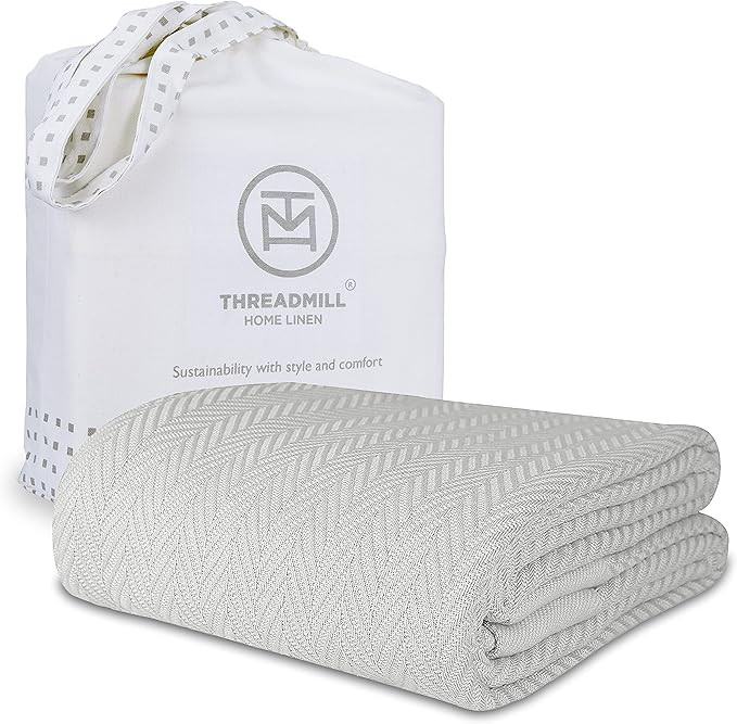Threadmill Luxury Cotton Blankets for King Size Bed | All-Season Cozy 100% Cotton Blanket | Herri... | Amazon (US)