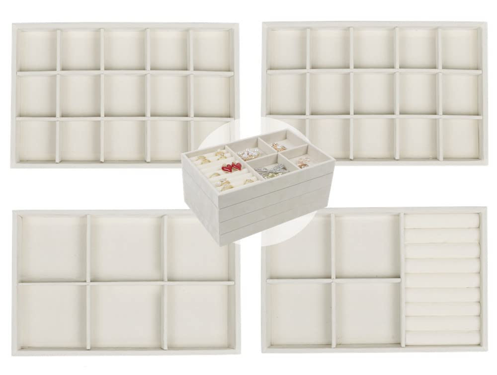 Set of 4 Stackable Jewelry Trays Organizer, Velvet Earring Organizer, Jewelry Organizer Showcase ... | Amazon (US)