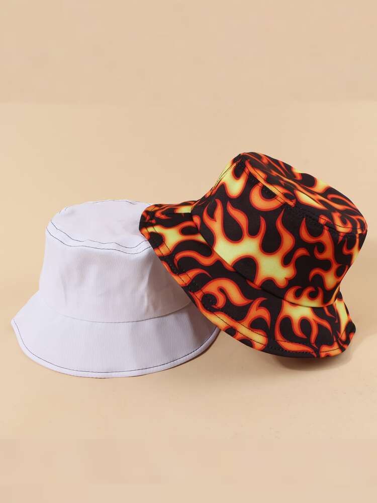 2pcs Fire Pattern Bucket Hat | SHEIN