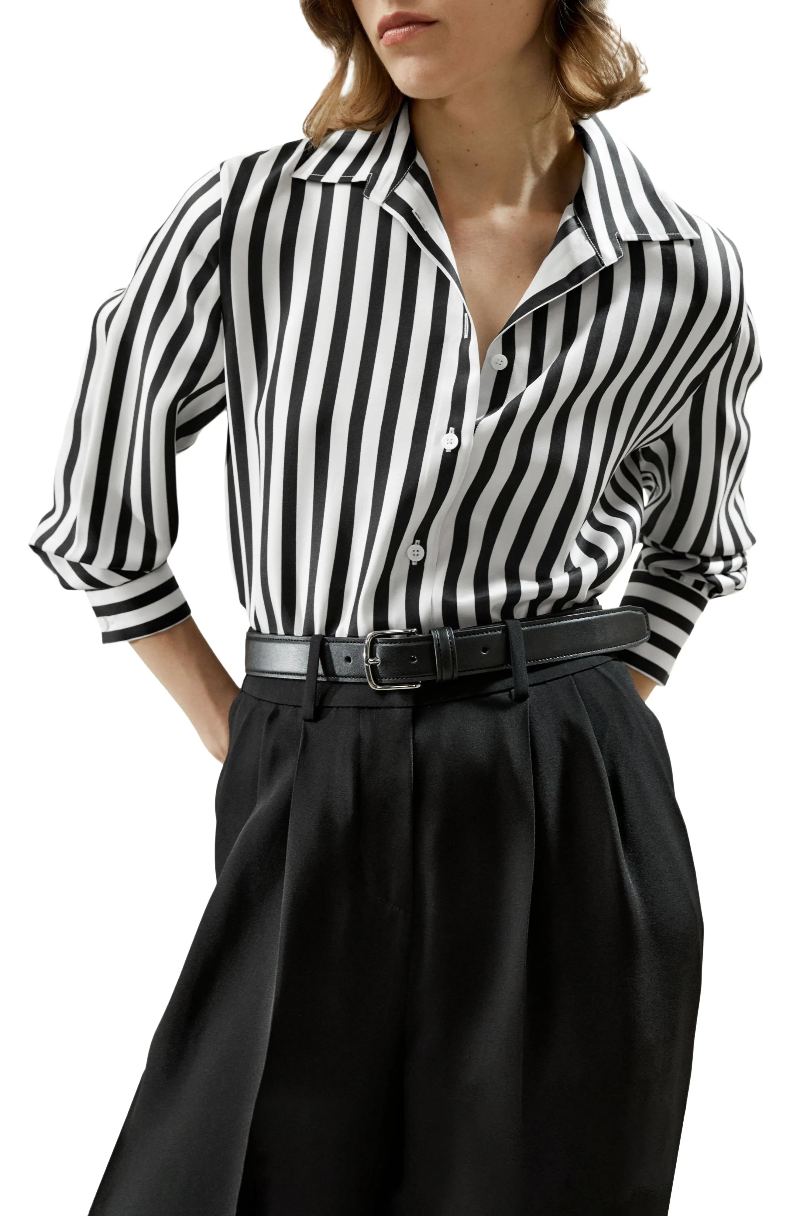 Classic Striped Silk Shirt (Women) | Nordstrom | Nordstrom