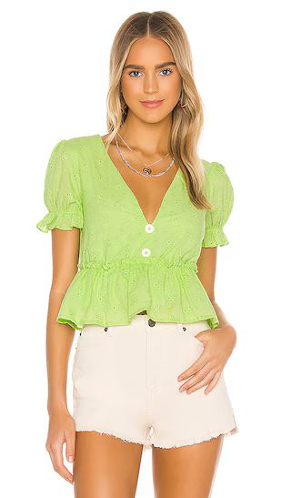 Willow V Neck Top in Neon Green | Revolve Clothing (Global)