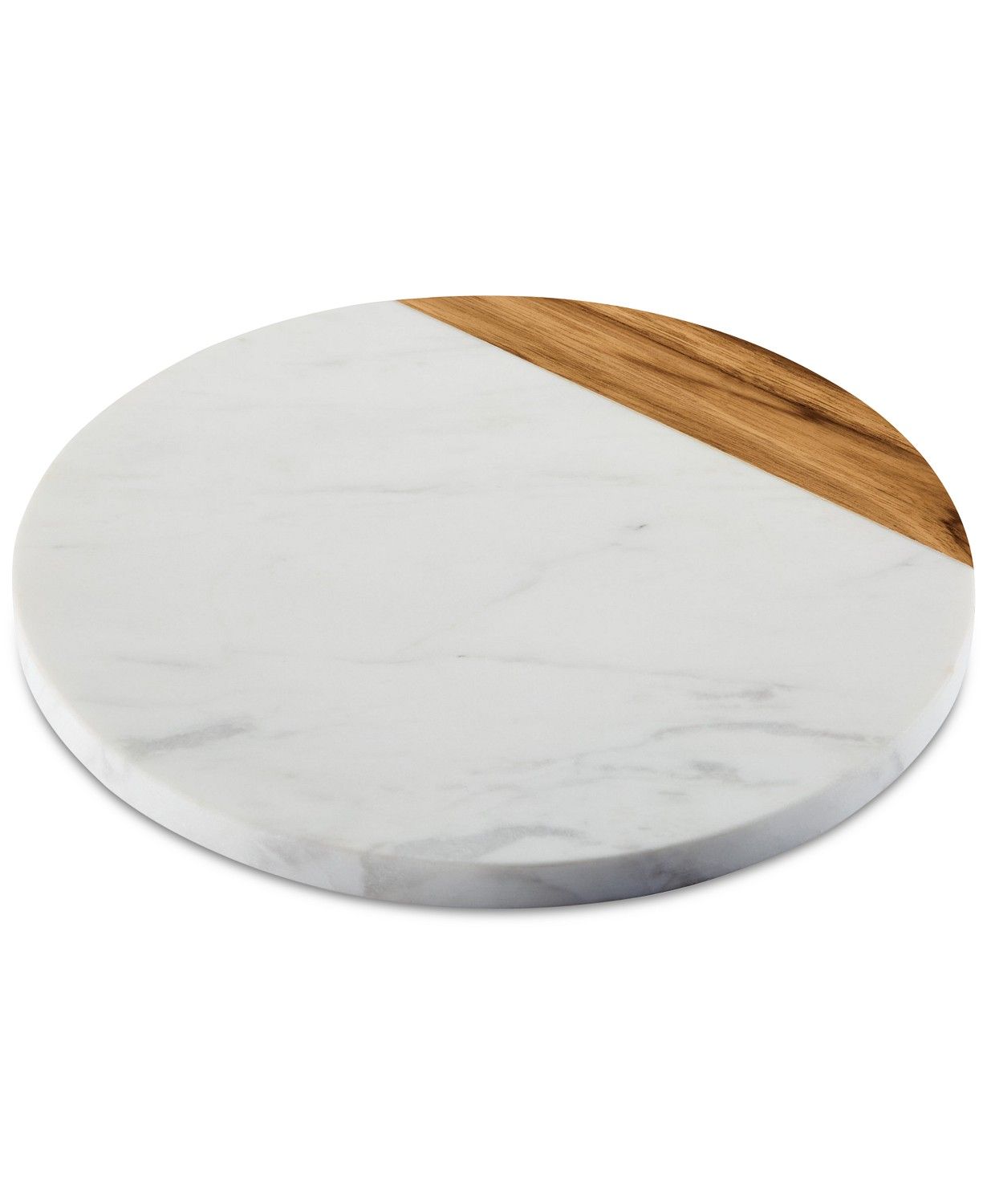 Pantryware White Marble & Teak Wood 10" Round Serving Board | Macys (US)