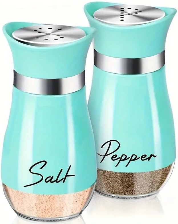 Salt And Pepper Shakers Set, 4 0z Glass Bottom Salt And Pepper Jars With Stainless Steel Lid For ... | Amazon (US)