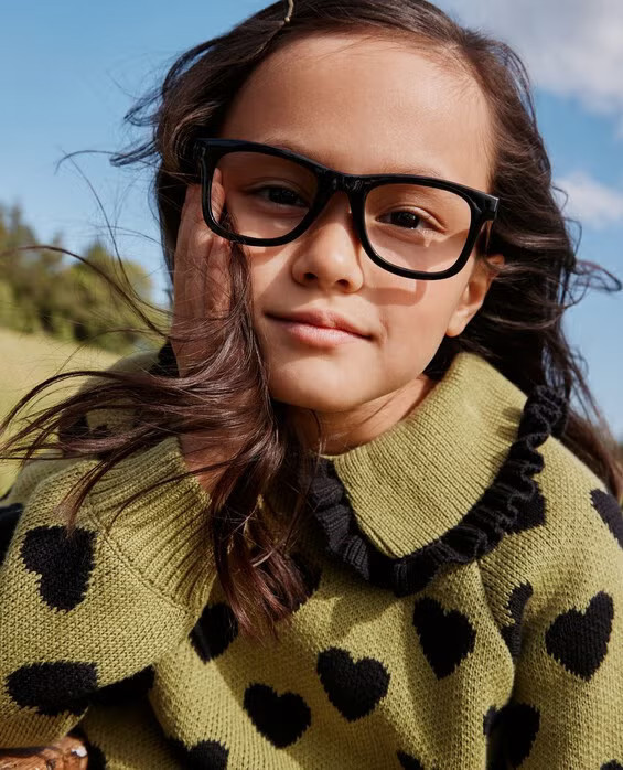 Girls' Black Hearts On Green Collared Sweater in 100% Cotton - Size Toddler 3 by Hanna Andersson | Hanna Andersson