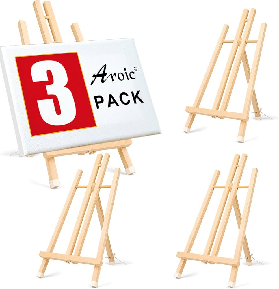 Wood Easels, Easel Stand for Painting Canvases, Art, and Crafts. (16 inch, 3 Pack), Tripod, Paint... | Amazon (US)