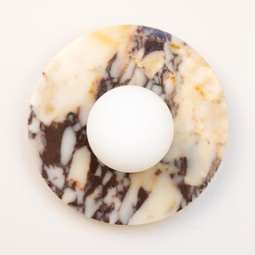 Alabaster Wall Sconces, 7.8 Inch Nordic Style Natural Stone Wall Lamp Round Marble Sconces Wall Lighting with Globe Glass Shade, Hardwired Indoor Wall Lights for Living Room Bedroom Hallway Stairs | Amazon (US)