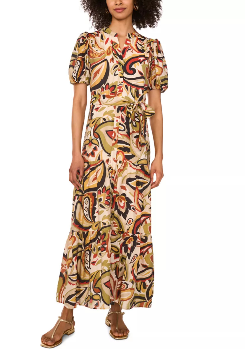 Women's Short Sleeve Paisley Midi Dress | Belk