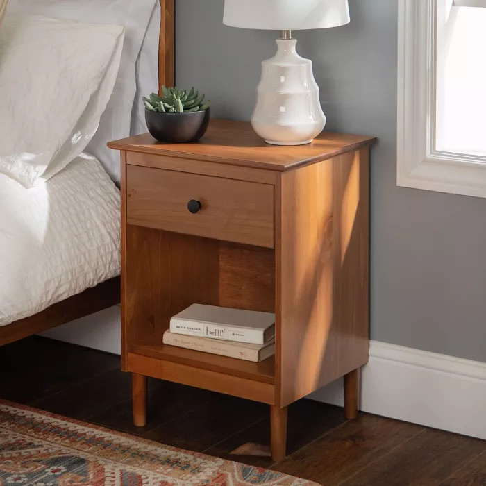 Stiva Classic Mid-Century Modern 1 Drawer Nightstand Side Table - Saracina Home | Target
