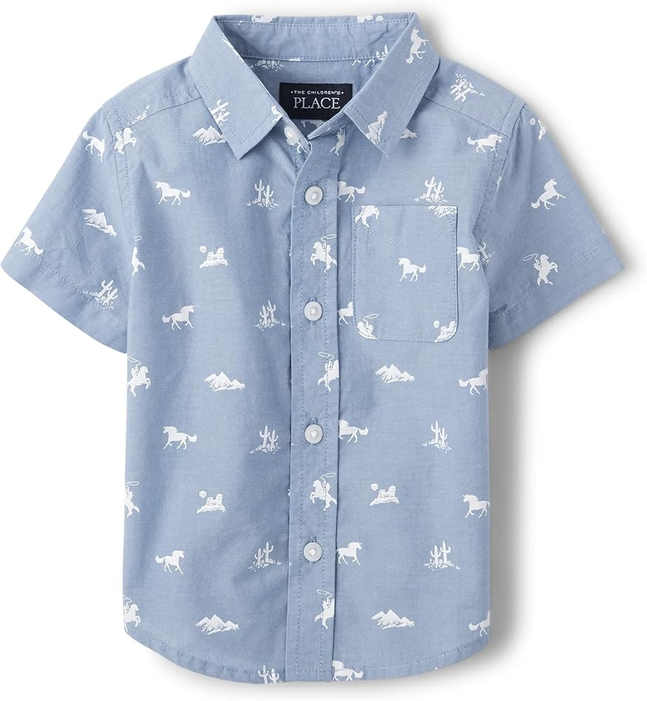 The Children's Place Big Boys' Short Sleeve Button Down Shirt | Amazon (US)