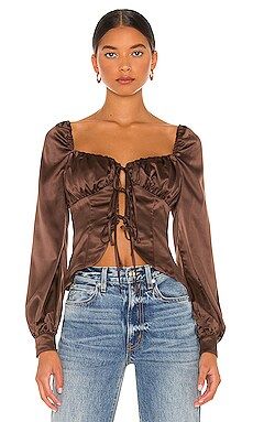 MAJORELLE Waldorf Top in Chocolate Brown from Revolve.com | Revolve Clothing (Global)