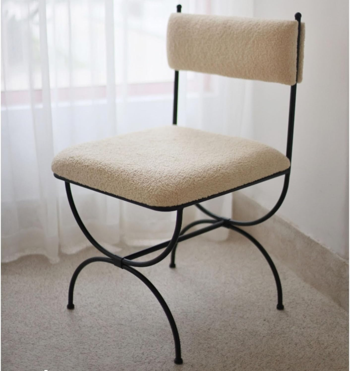 White Dining Chair, Upholstered Tufted Dining Room Chairs, Kitchen Dining Chairs with Black Metal... | Amazon (US)