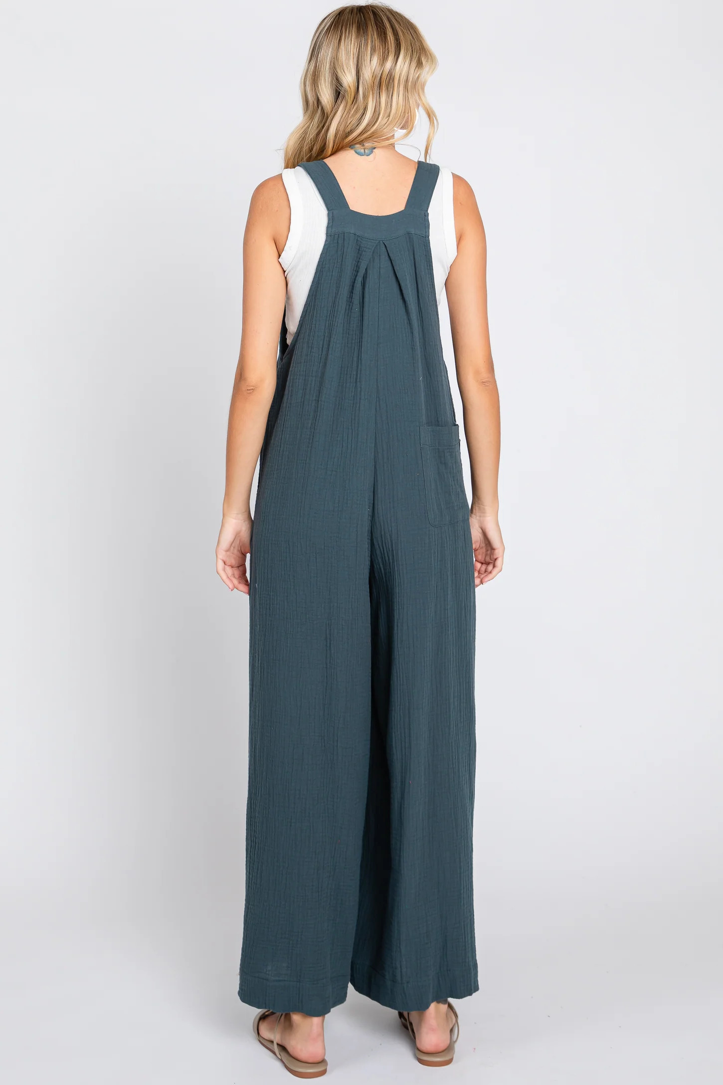 Dark Teal Pocket Front Wide Leg Jumpsuit | PinkBlush Maternity