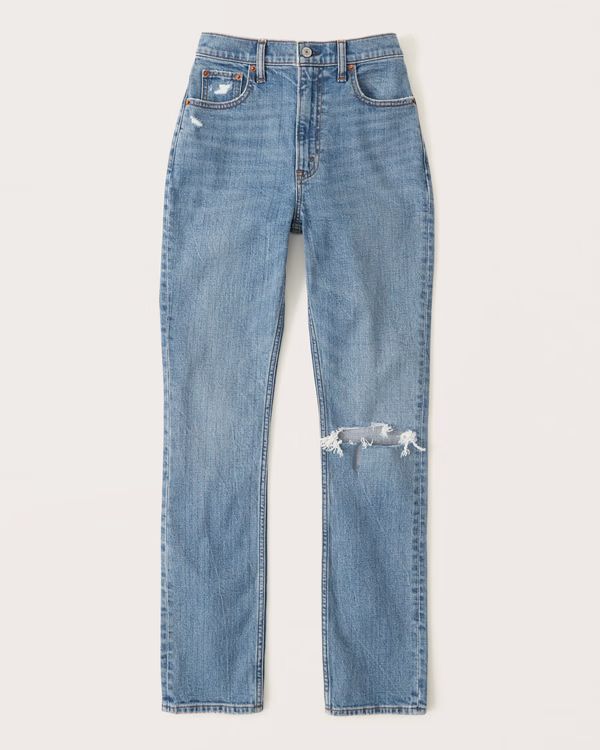 Curve Love Ultra High Rise Slim Straight Jeans | Abercrombie & Fitch (US)