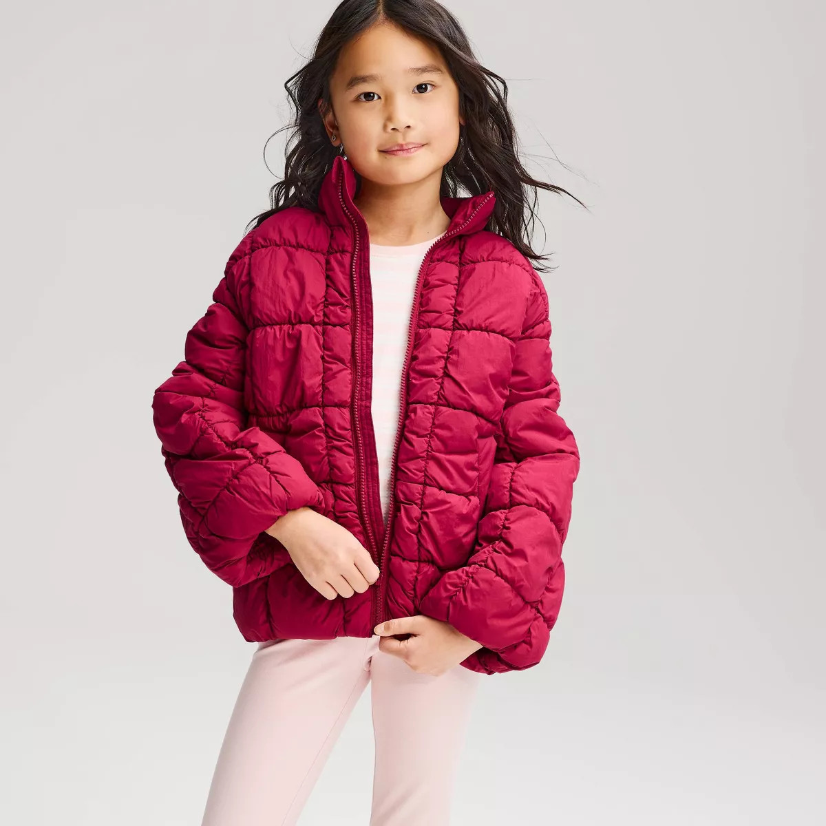 Girls' Quilted Puffer Jacket - Cat & Jack\u2122 Red XL | Target