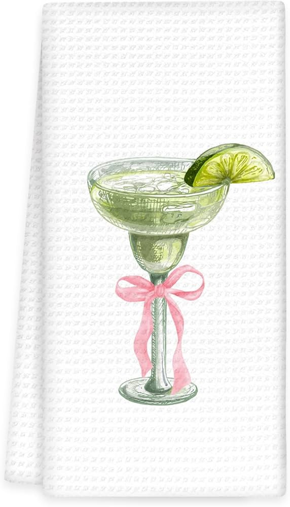 Margarita Decor Bow Kitchen Towels, Gifts for Margarita Lovers Hand Towels, Pink Bow Margarita Di... | Amazon (US)