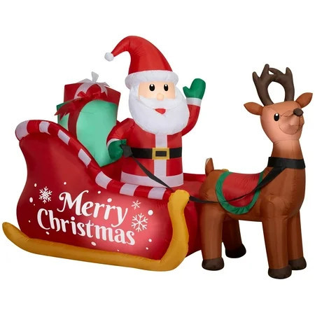 5 ft Santa’s Sleigh Christmas Airblown Yard Inflatable, Multicolor, by Holiday Time | Walmart (US)